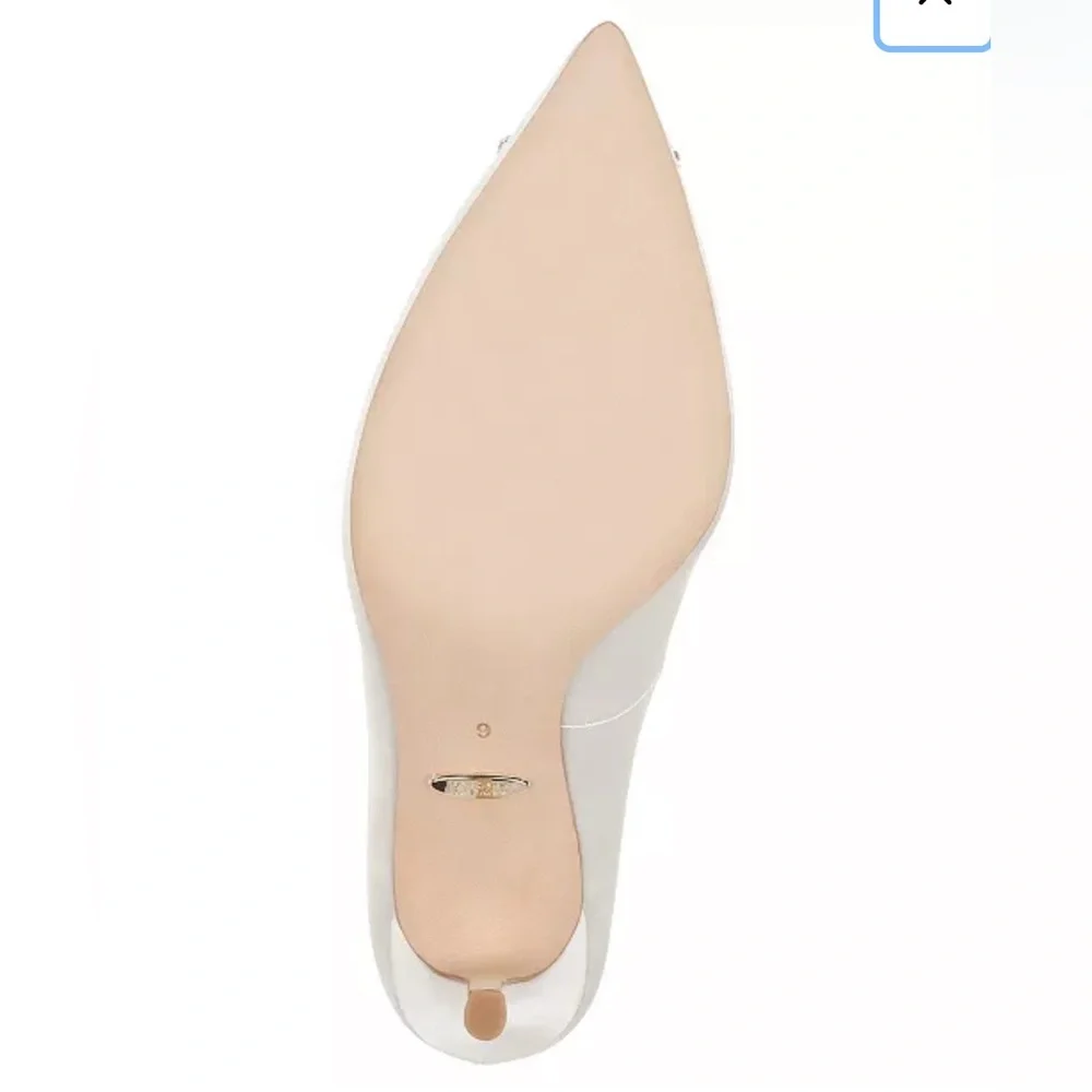 Badgley Mischka White Heels with Crystal Embellishment Size 8.5 - Picture 5 of 13